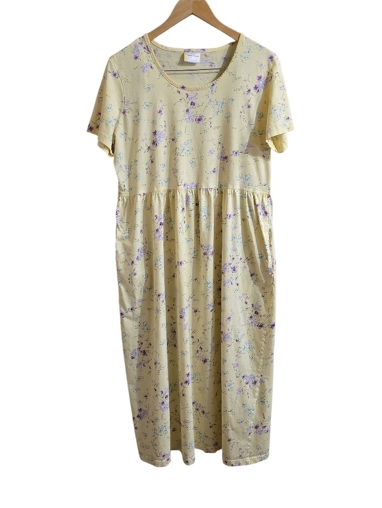 Hanna Andersson Dresses & Skirts - VTG Hanna Anderson Butter Yellow & Purple Floral Cottagecore Maxi Dress. Large